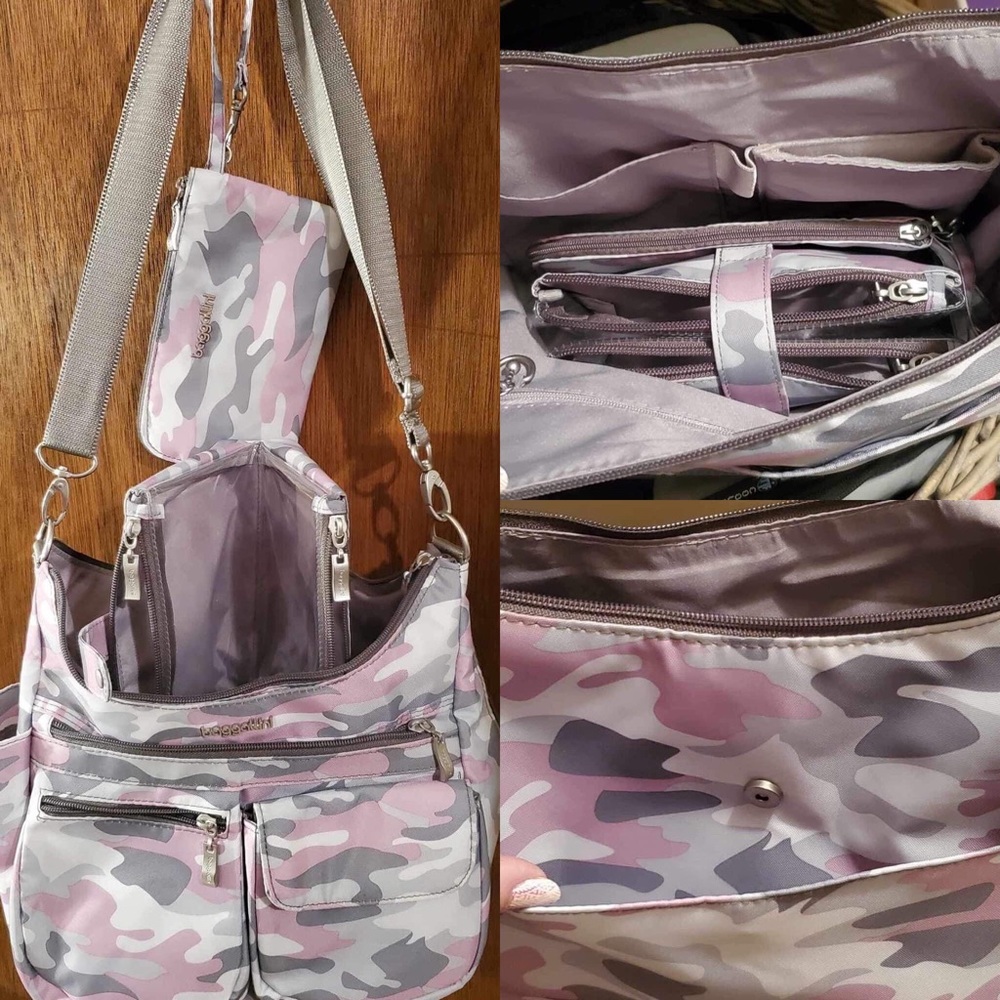Baggallini pink camo purse & accessories
